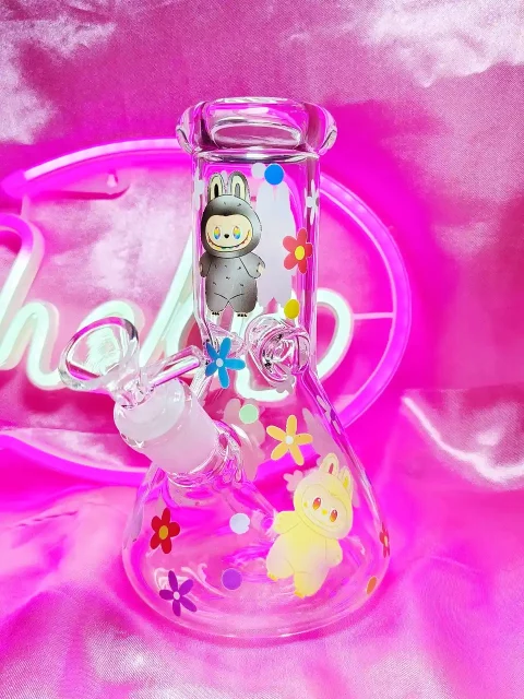 Big into Energy Cartoon Labubu Beaker Glass Bong