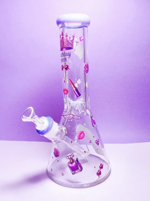 Birthday Queen Abstract Purple Beaker Glass Bong