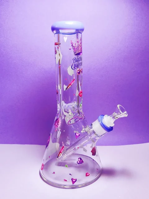 Birthday Queen Abstract Purple Beaker Glass Bong
