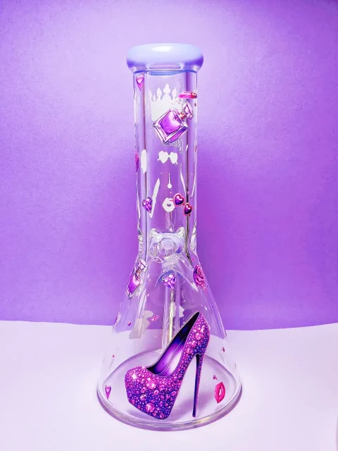 Birthday Queen Abstract Purple Beaker Glass Bong