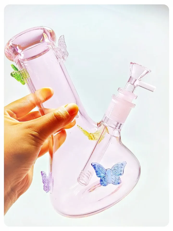 Enchanted Garden Beaker Glass Bong | Colorful Butterfly Design