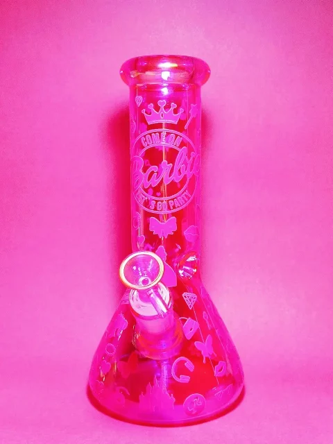 Barbie-Inspired Hot Pink Iridescent Glass Bong