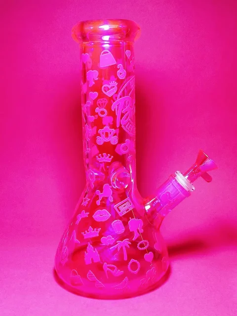 Barbie-Inspired Hot Pink Iridescent Glass Bong