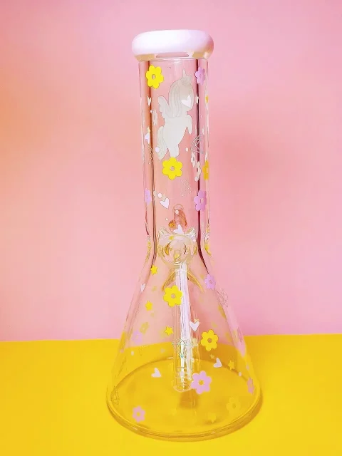 Magical Unicorn Pink Glass Bong with Heart Bowl