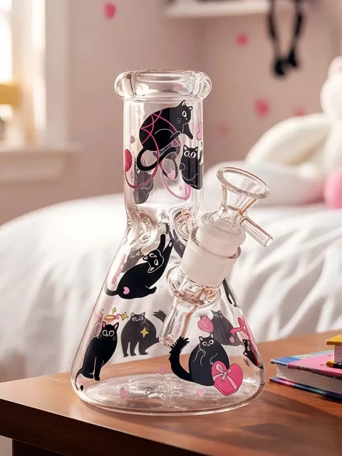 Playful Black Cats Beaker Glass Bong