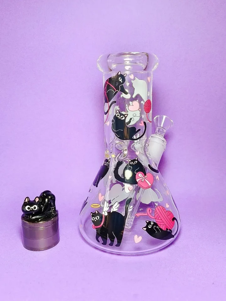 Playful Black Cats Beaker Glass Bong