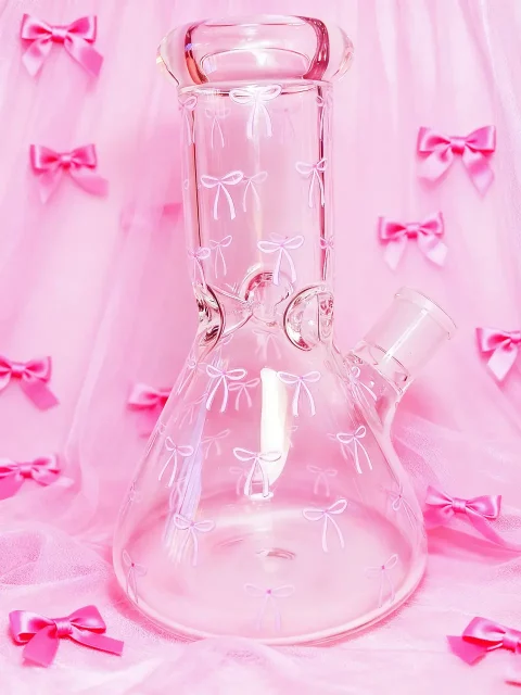 “Bow Rhapsody” Glass Beaker Bong | Sweet, Dreamy, and Kawaii