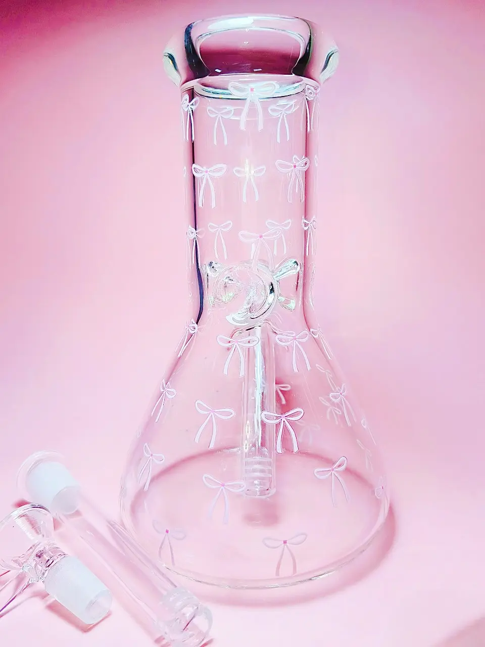 Clear Beaker Bong with Pink Bows | Cute, Dainty & Feminine