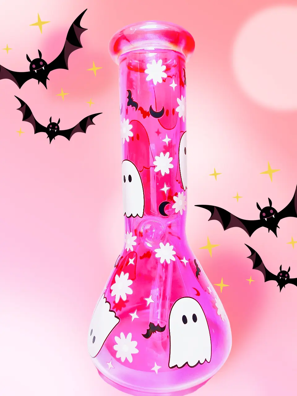 Hot Pink Ghost Beaker Bong | Cute, Spooky & Playfully Girly