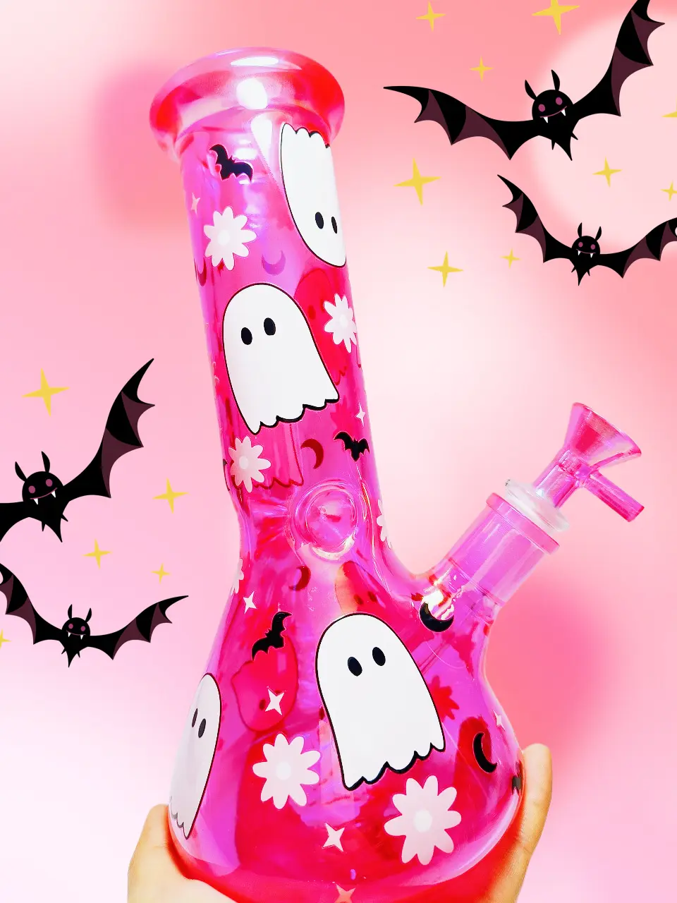 Hot Pink Ghost Beaker Bong | Cute, Spooky & Playfully Girly