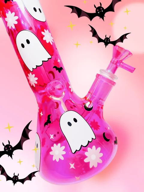 Hot Pink Ghost Beaker Bong | Cute, Spooky & Playfully Girly Hot Pink Ghost Beaker Bong | Cute, Spooky & Playfully Girly
