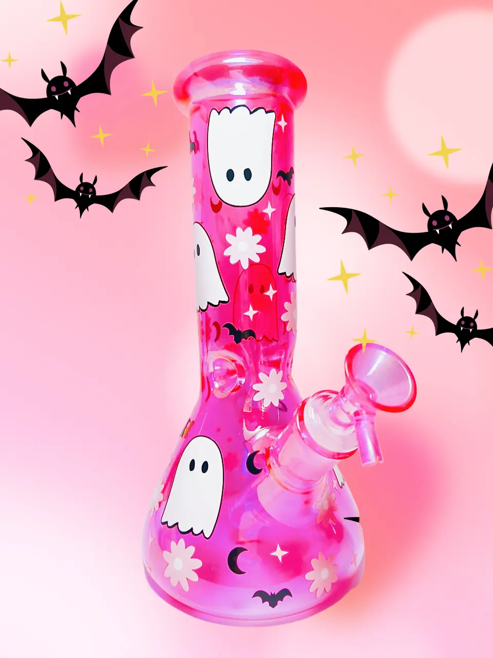 Hot Pink Ghost Beaker Bong | Cute, Spooky & Playfully Girly