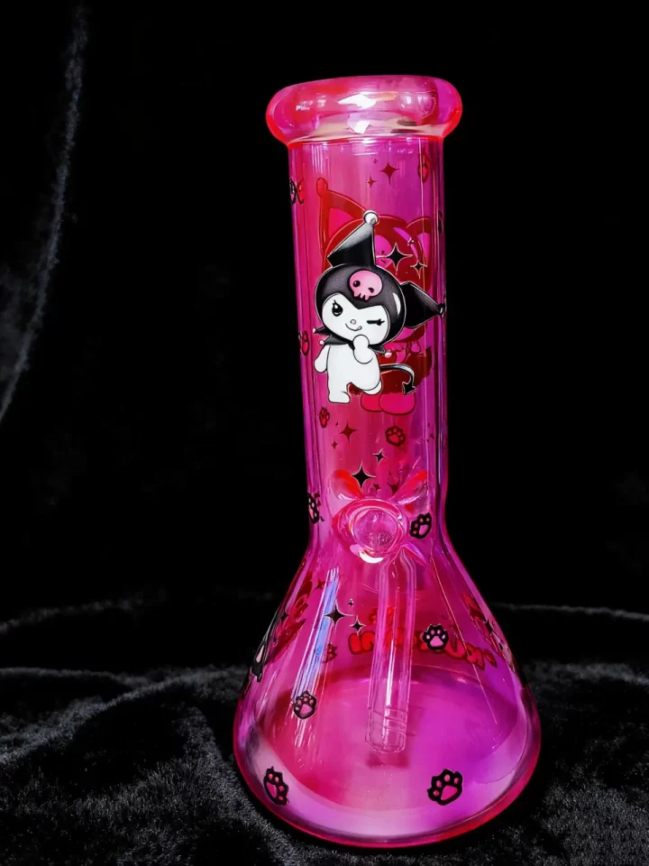 Kuromi Iridescent Hot Pink Glass Bong | Cute, Edgy, and Eye-Catching