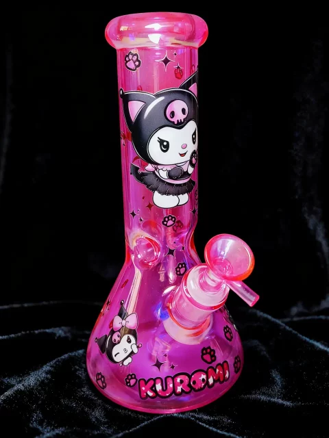Kuromi Iridescent Hot Pink Glass Bong | Cute, Edgy, and Eye-Catching