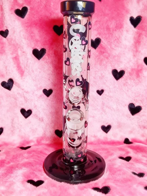 Kuromi × Cookies Straight Tube Glass Bong | Cute Meets Dark Aesthetic Kuromi × Cookies Straight Tube Glass Bong | Cute Meets Dark Aesthetic