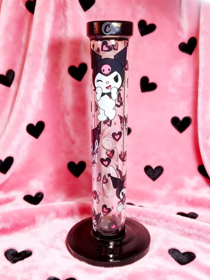 Kuromi × Cookies Straight Tube Glass Bong | Cute Meets Dark Aesthetic