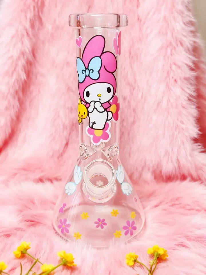 My Melody Flowers & Butterflies Glass Beaker Bong | Sweet, Fresh, and Kawaii