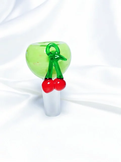 14mm 3D Lime Cherry Glass Bowl Piece | Fresh Apple-Green