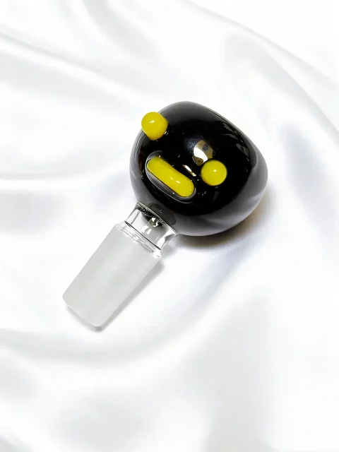14mm Black & Yellow Face Glass Bowl Piece | Cute & Quirky 14mm Black & Yellow Face Glass Bowl Piece | Cute & Quirky