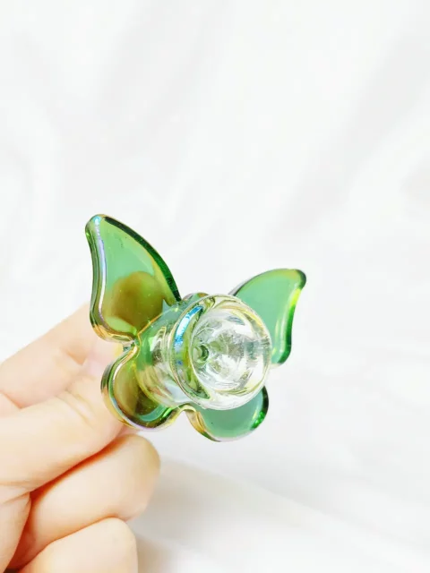 14mm Butterfly Shape Glass Bowl Piece | Iridescent Aurora Green 14mm Butterfly Shape Glass Bowl Piece | Iridescent Aurora Green