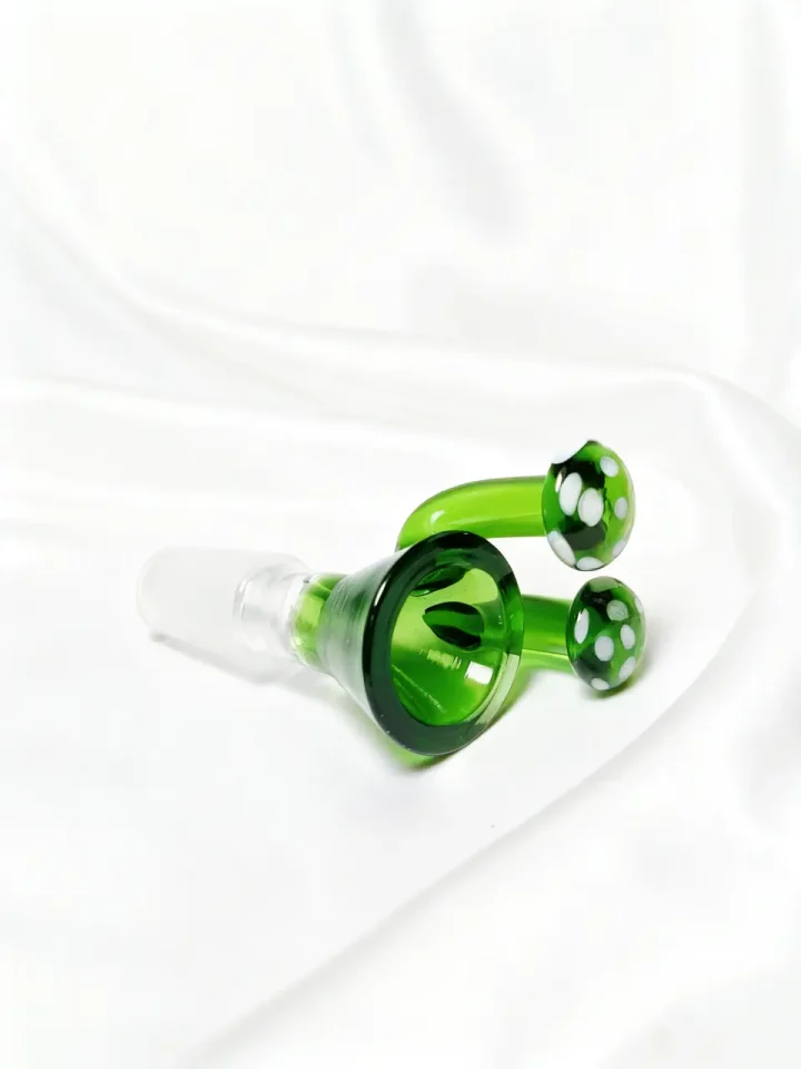 14mm Emerald Mushroom Glass Bowl Piece | Forest Fairy