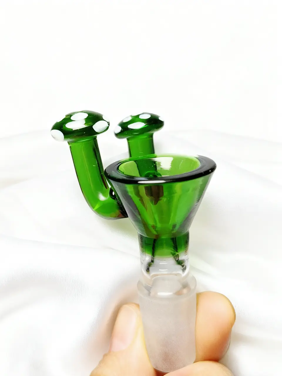 14mm Emerald Mushroom Glass Bowl Piece | Forest Fairy
