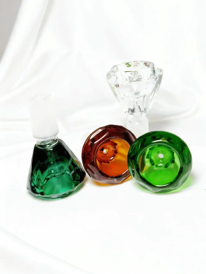 14mm Faceted Diamond Glass Bong Bowl Piece | Multi-Color