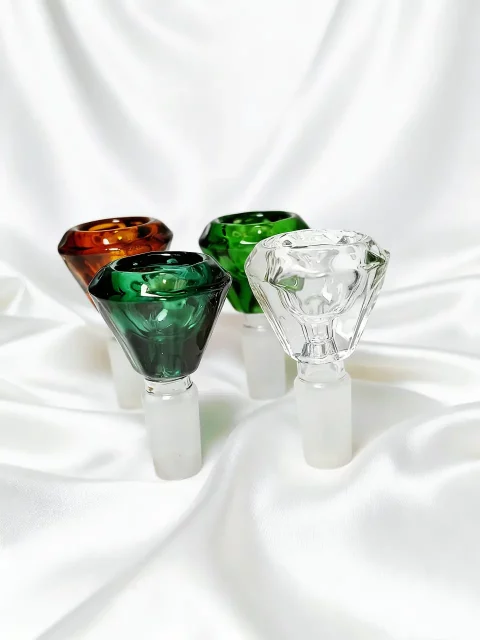 14mm Faceted Diamond Glass Bong Bowl Piece | Multi-Color