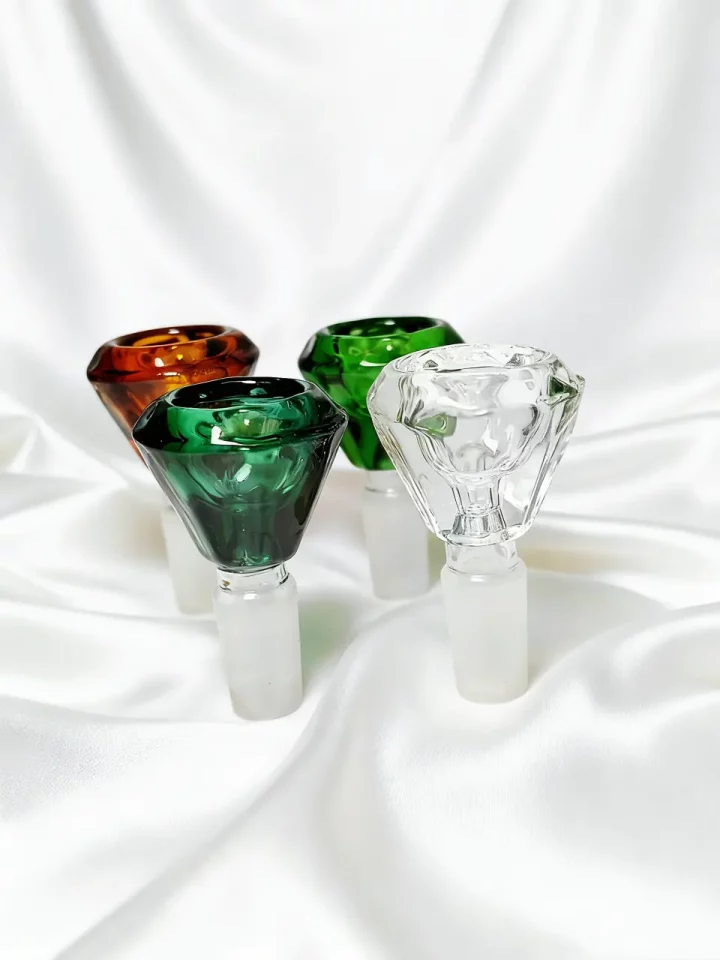14mm Faceted Diamond Glass Bong Bowl Piece | Multi-Color