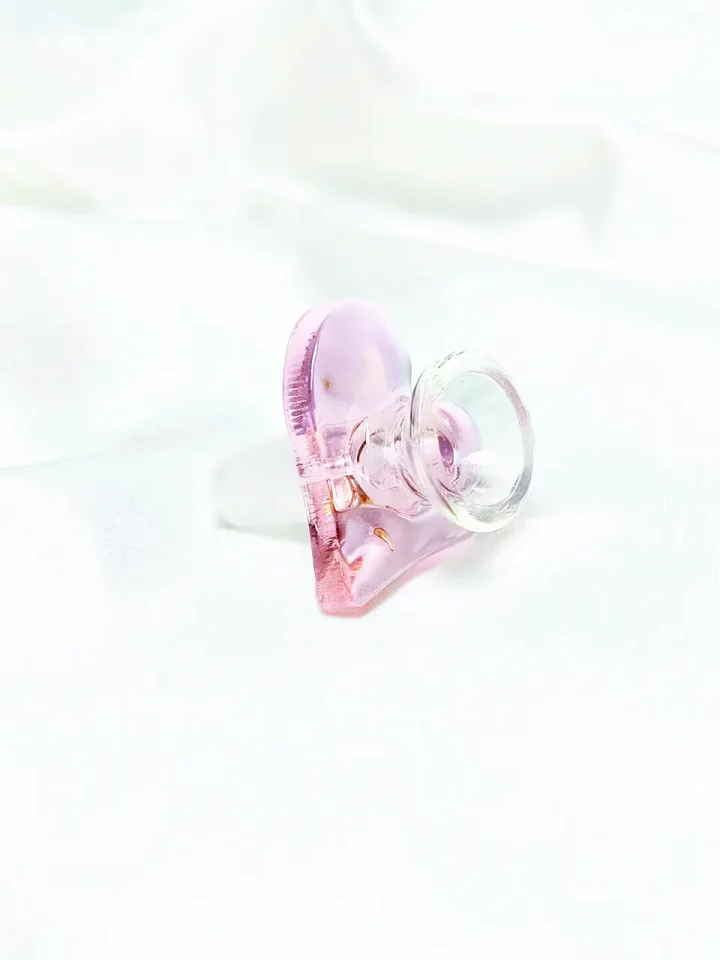14mm Pink Heart-Shaped Glass Bowl Piece | Sweetheart Guardian