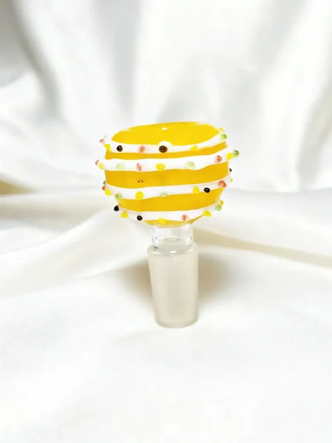 14mm Striped Candy Cake Glass Bowl Piece | Fun & Sweet