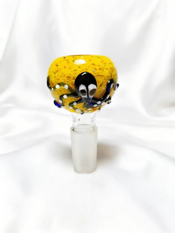 14mm Yellow Octopus Glass Bowl Piece | Deep-Sea Darling