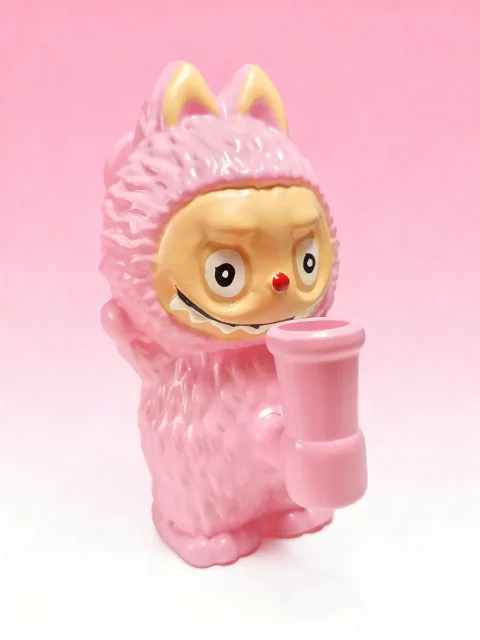 Adorable Labubu Shape Pink Glass Bubbler Bong