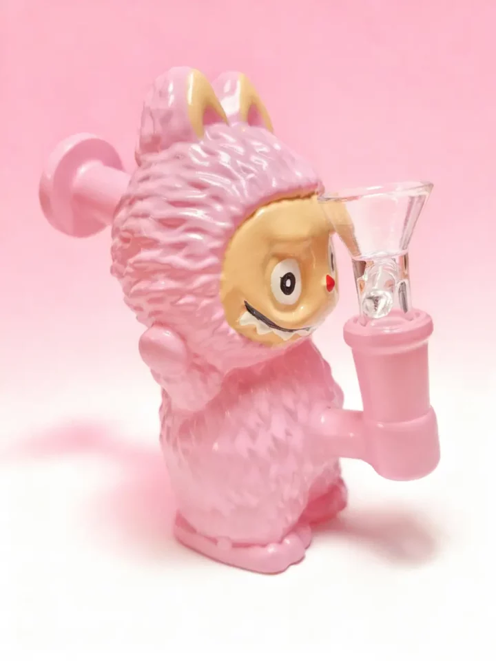 Adorable Labubu Shape Pink Glass Bubbler Bong Adorable Labubu Shape Pink Glass Bubbler Bong