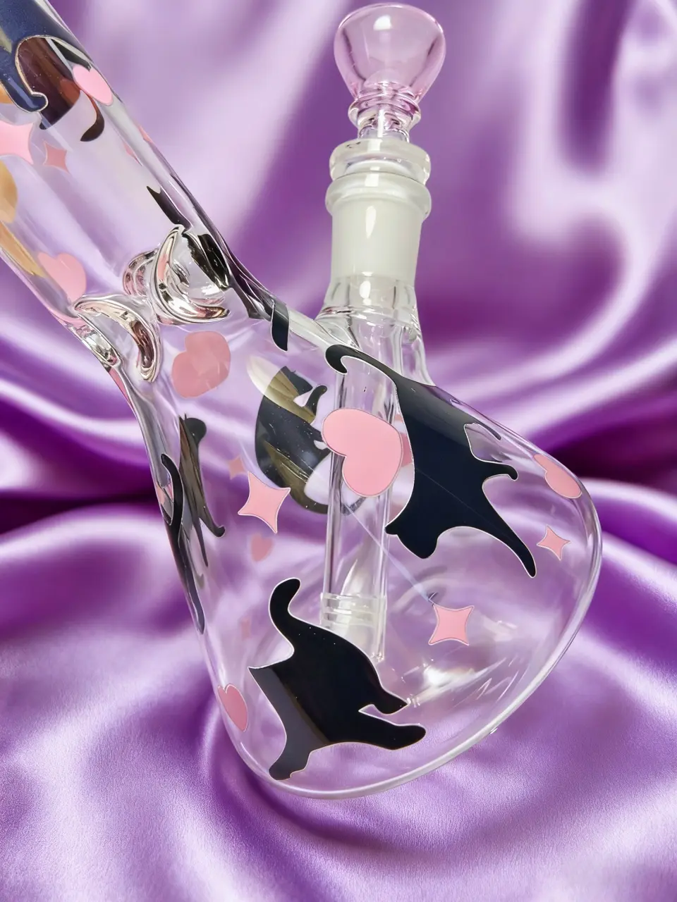 Black Cat Silhouette Beaker Glass Bong | Shadow & Sweetheart - Image 5