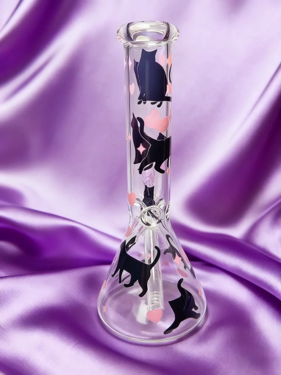 Black Cat Silhouette Beaker Glass Bong | Shadow & Sweetheart - Image 4