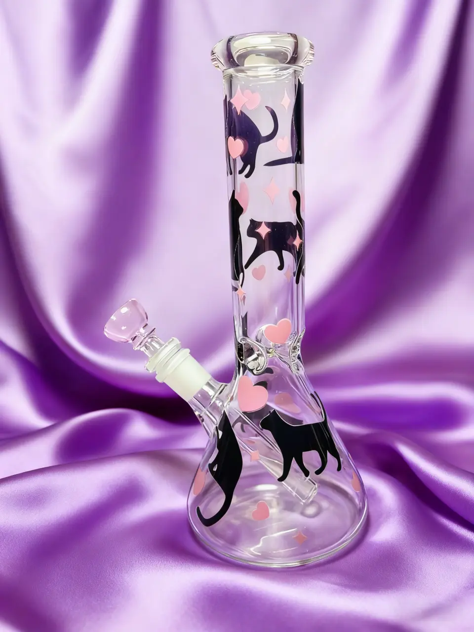 Black Cat Silhouette Beaker Glass Bong | Shadow & Sweetheart - Image 3