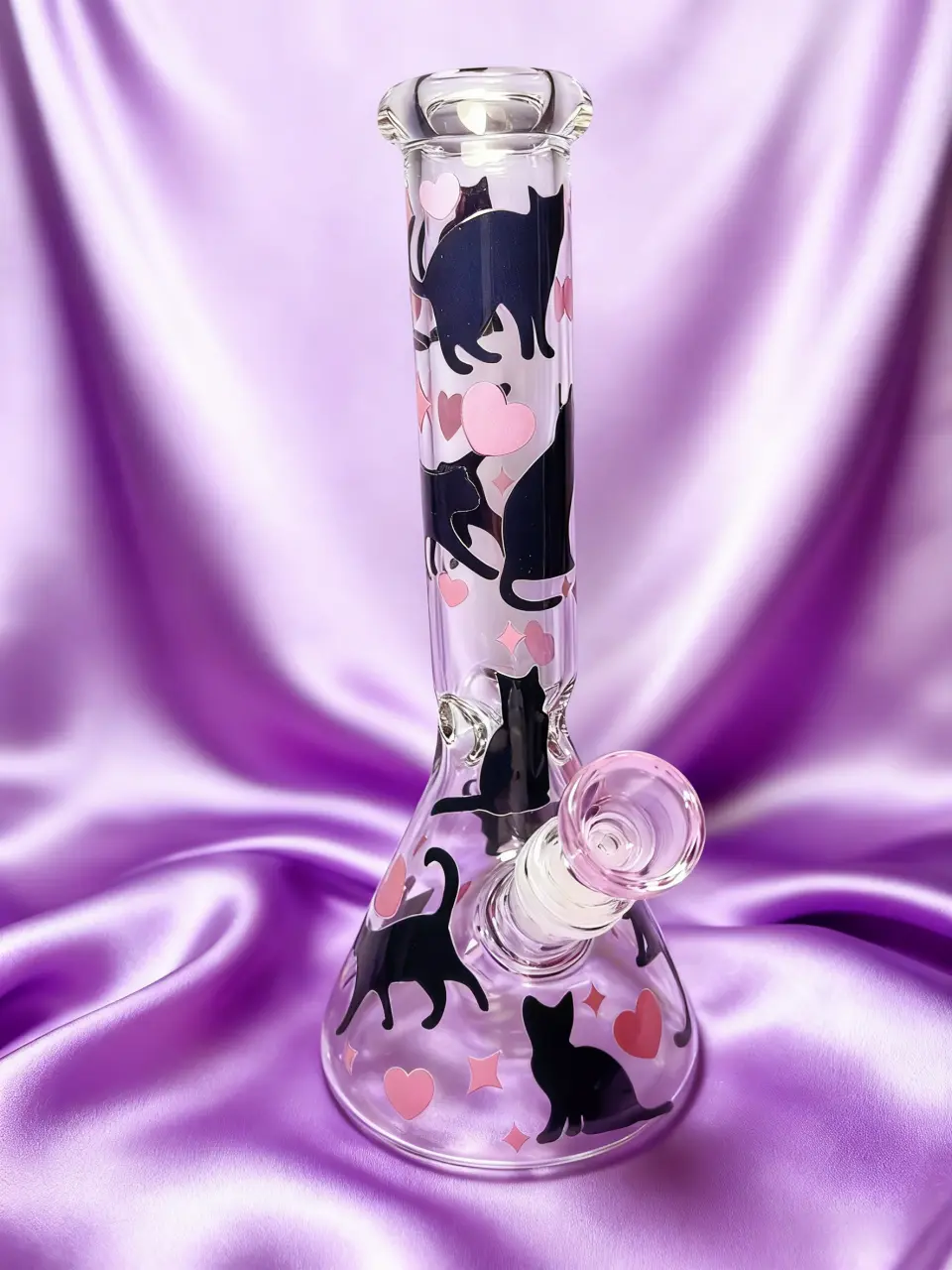 Black Cat Silhouette Beaker Glass Bong | Shadow & Sweetheart