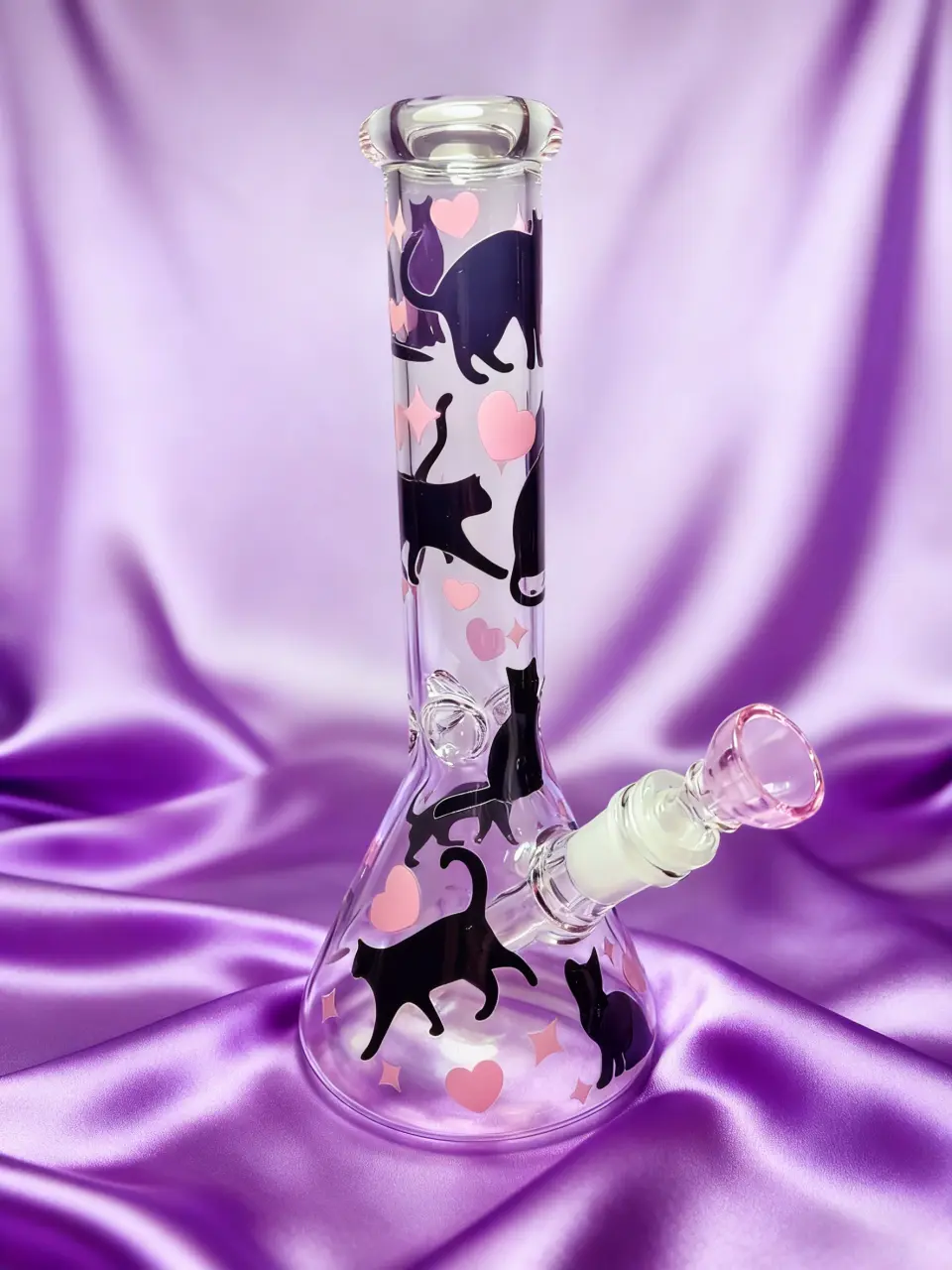 Black Cat Silhouette Beaker Glass Bong | Shadow & Sweetheart