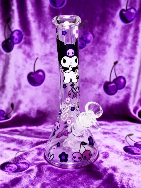 Kuromi Cherry Skull Beaker Glass Bong | Gothic Sweetheart