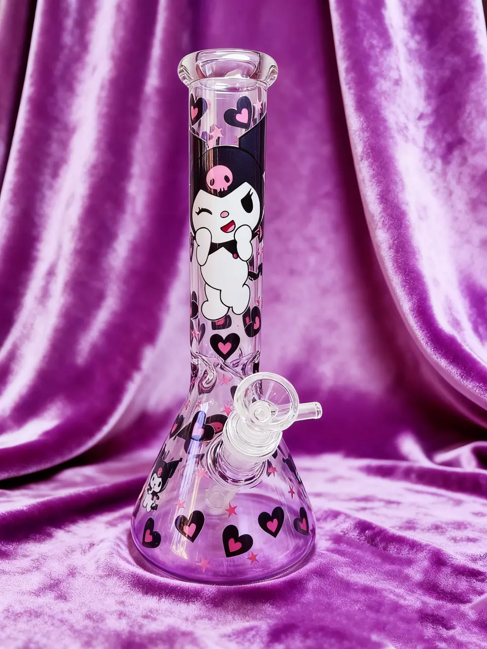 Kuromi Heart-Themed Beaker Glass Bong | Rebellious Sweetheart