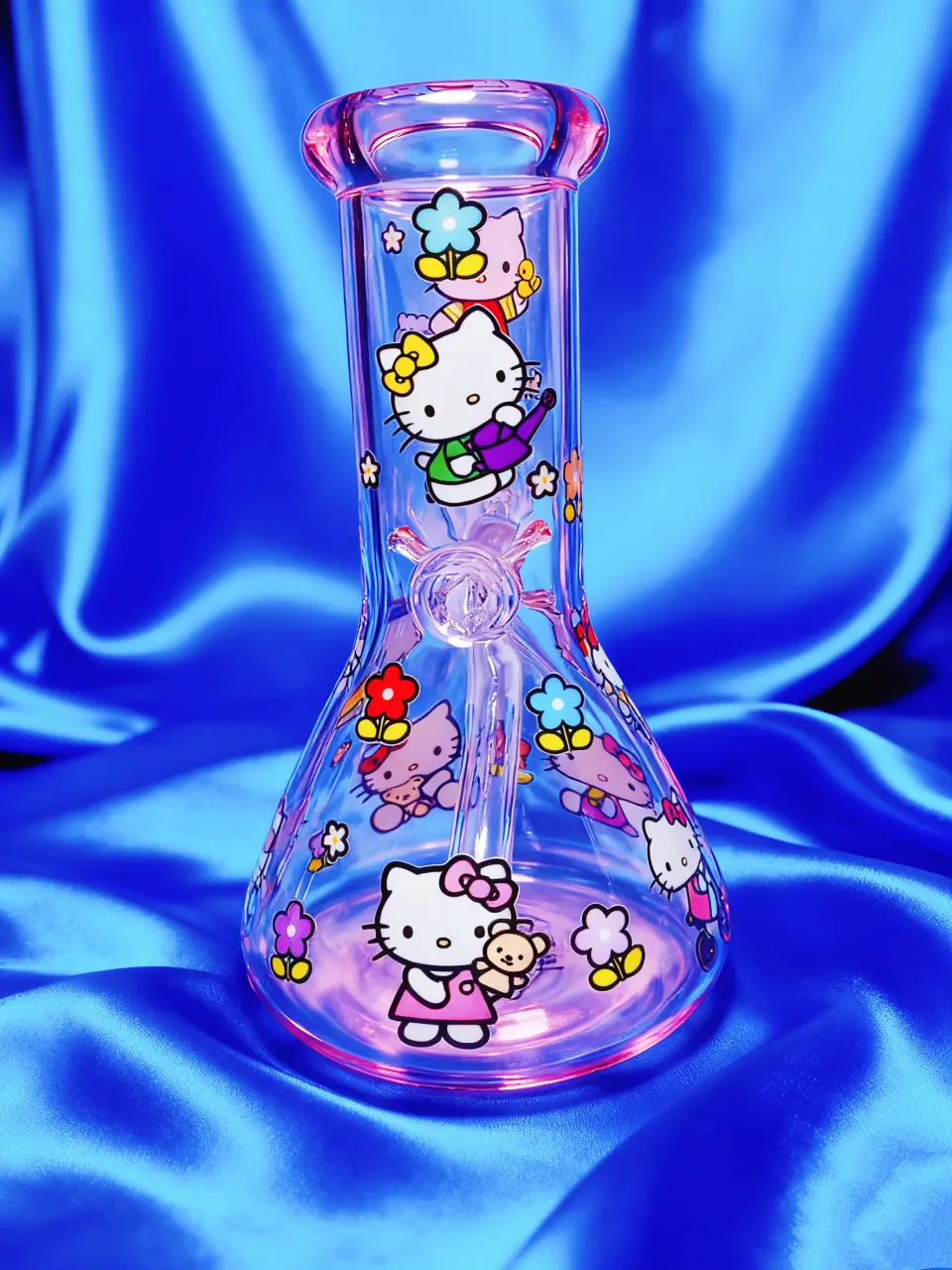 Pink Hello Kitty All Around Beaker Glass Bong | Sweet & Shiny