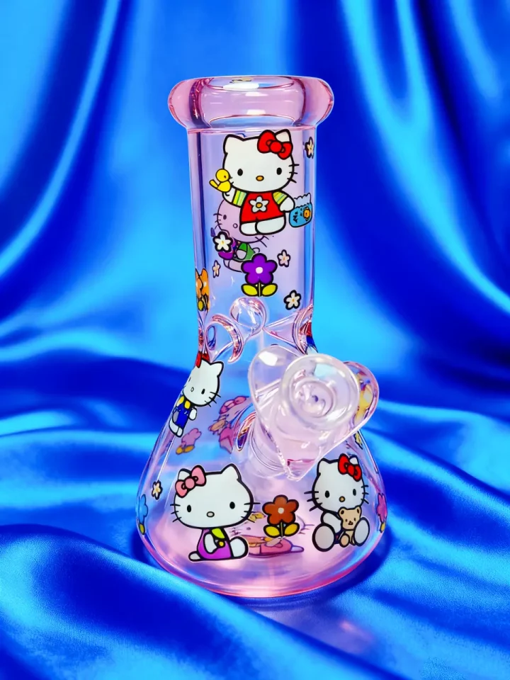 Pink Hello Kitty All Around Beaker Glass Bong | Sweet & Shiny