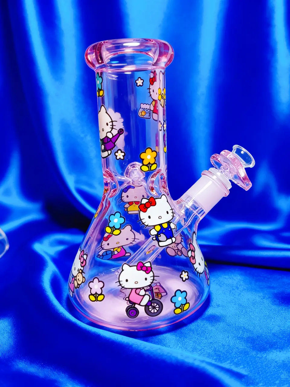 Pink Hello Kitty All Around Beaker Glass Bong | Sweet & Shiny