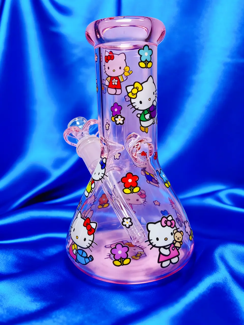 Pink Hello Kitty All Around Beaker Glass Bong | Sweet & Shiny