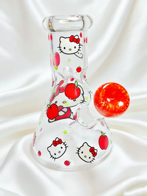 Hello Kitty Apple-Themed Beaker Glass Bong | Classic Sweetheart Hello Kitty Apple-Themed Beaker Glass Bong | Classic Sweetheart
