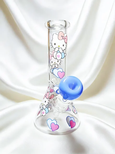 Hello Kitty Blue & Pink Heart Beaker Glass Bong | Ice Crystal First Love Hello Kitty Blue & Pink Heart Beaker Glass Bong | Ice Crystal First Love