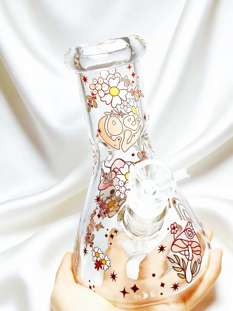 Hello Kitty Bouquet & Rainbow Beaker Glass Bong | Pastel Garden Dream