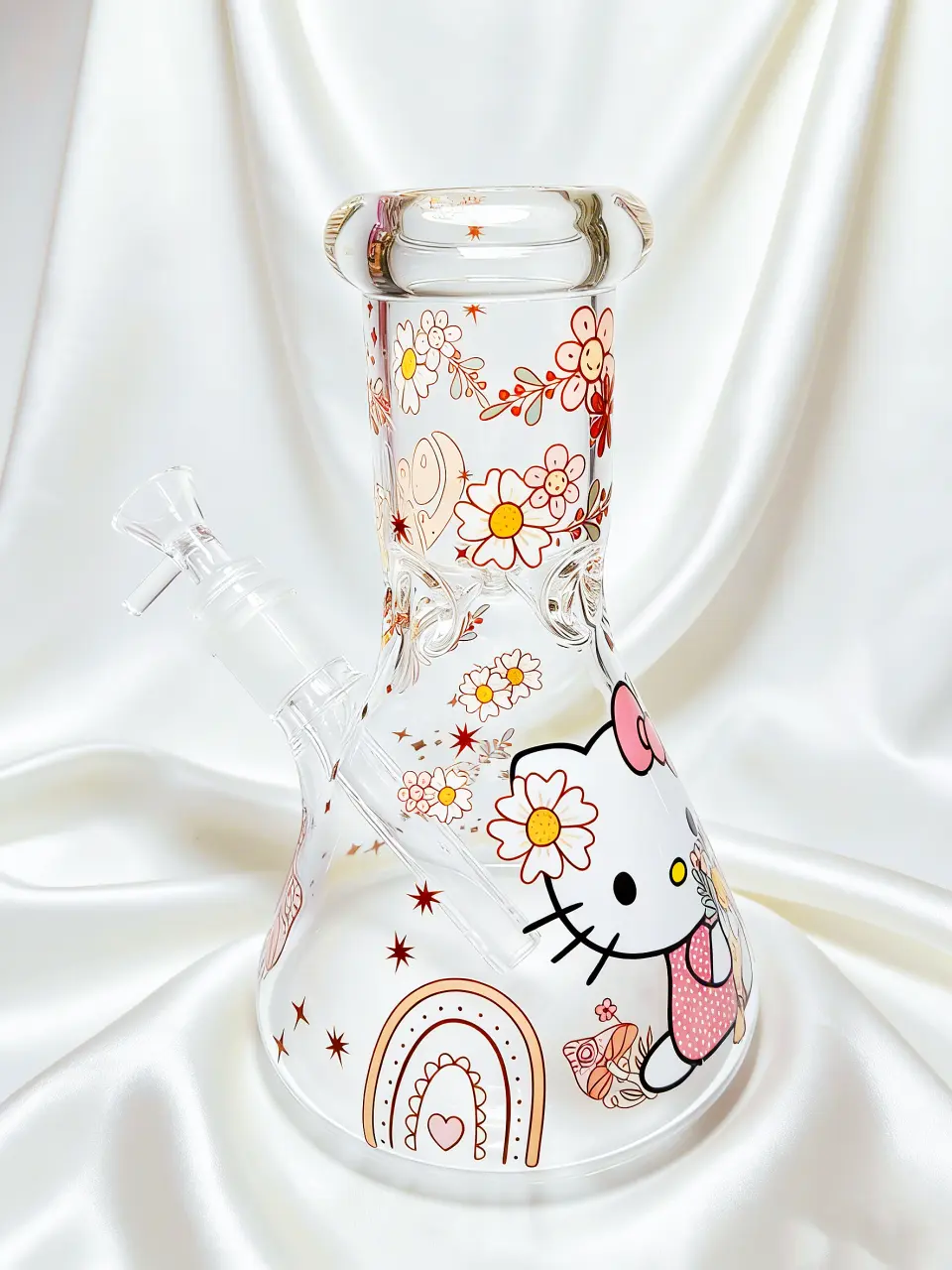 Hello Kitty Bouquet & Rainbow Beaker Glass Bong | Pastel Garden Dream