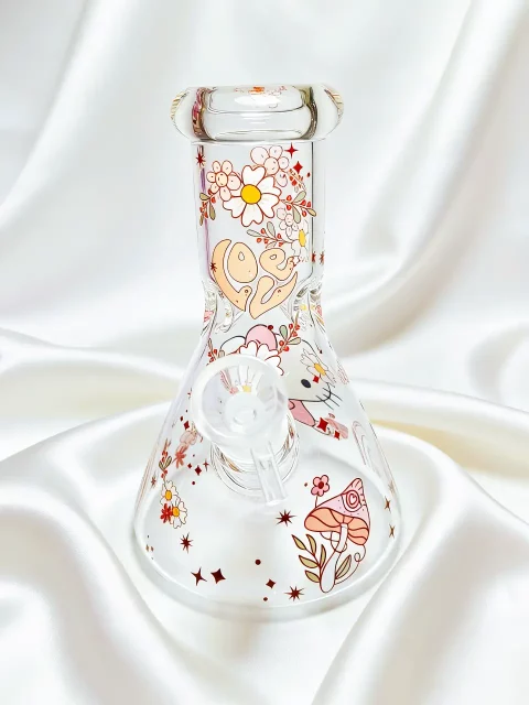 Hello Kitty Bouquet & Rainbow Beaker Glass Bong | Pastel Garden Dream Hello Kitty Bouquet & Rainbow Beaker Glass Bong | Pastel Garden Dream